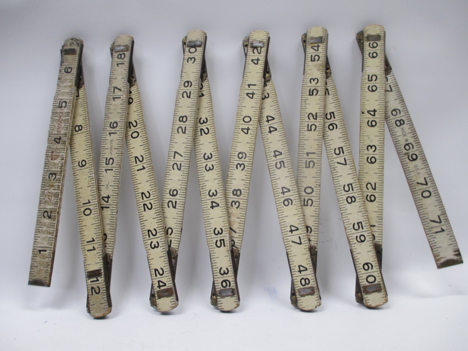 72″ All American Ruler Wood Wooden Ruler Folding 72″ Inches Brass Hinges