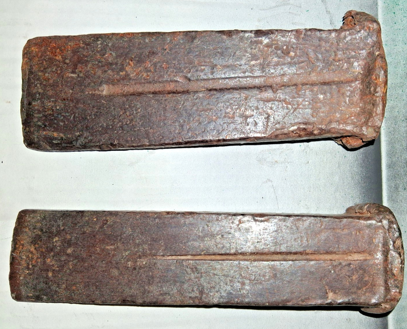 Vintage steel wood splitting wedges 7 1/2″ X 2″ & 7″ X 2 1/4″