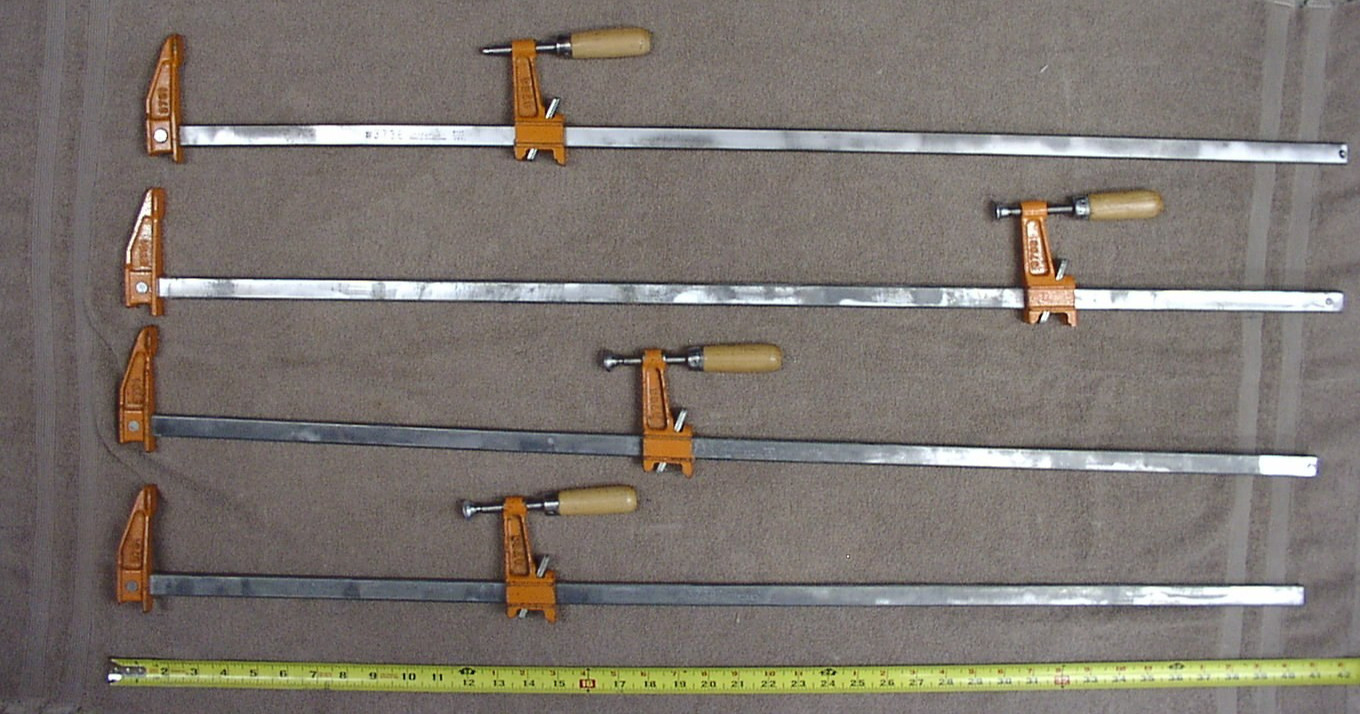 4 Vntg Jorgensen #3736 USA,36″ Capacity Wood Handle Bar Clamps,Glue Up,VGC,READ!