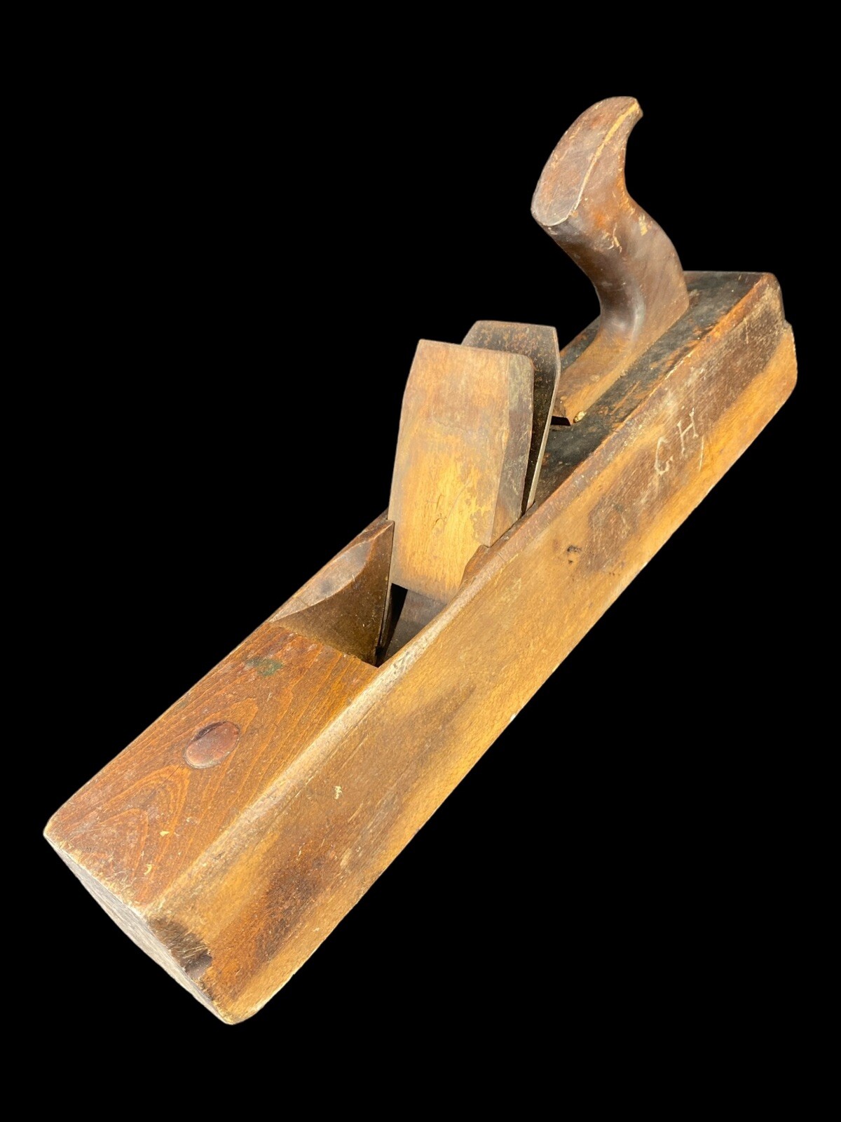 Signed “CH” Antique Primitive Wood Plane Carpentry Woodworking Tool