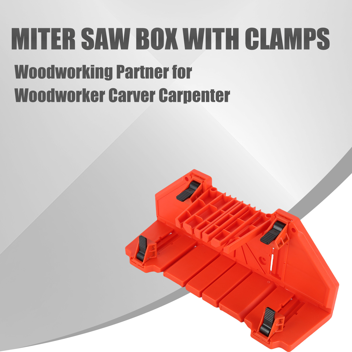 Plastic Clamping Miter Saw Box w/ 4 Clamp for Woodworking Carver Carpenter Red