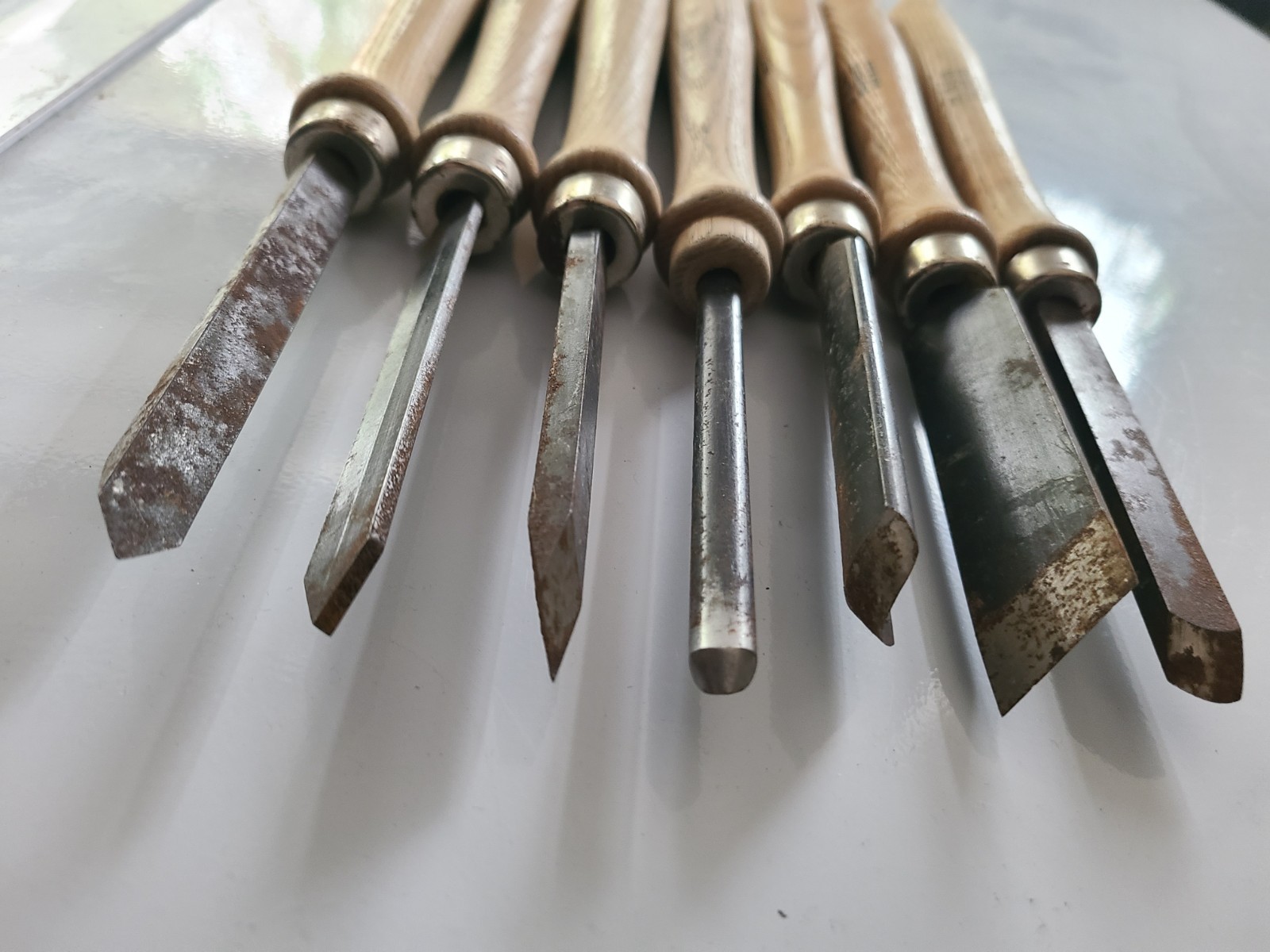 Rockwell High Speed Steel Lathe Tools Chisels 14-15″ USA Rusted Sharp