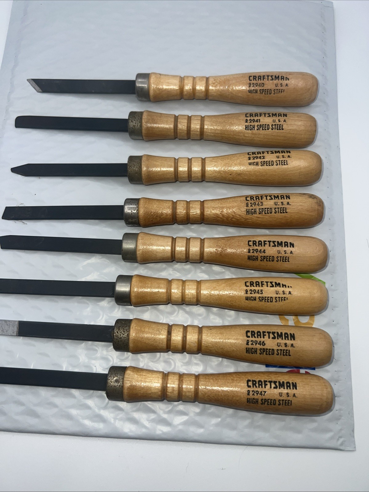 Vintage CRAFTSMAN High Speed Steel Lathe Wood Turning Set 8 Pcs USA 2940-2947