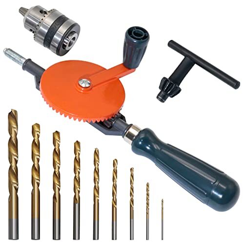 Powerful Speedy Hand Drill 3/8 Inch Manual Drill with 9Pcs Drill Bit…