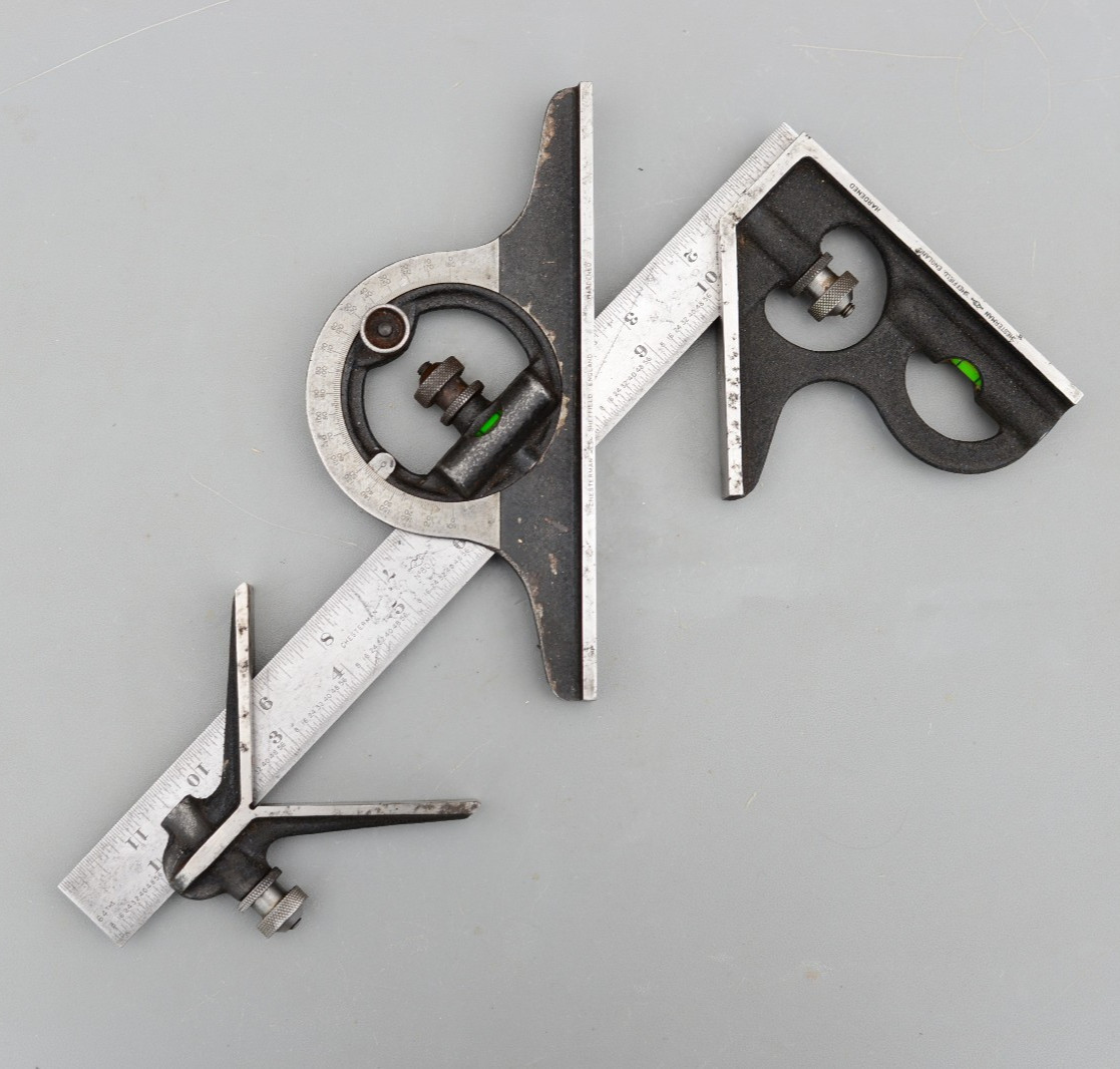 Vintage Chesterman No80 Hardened Combination Square Rule Sheffield England