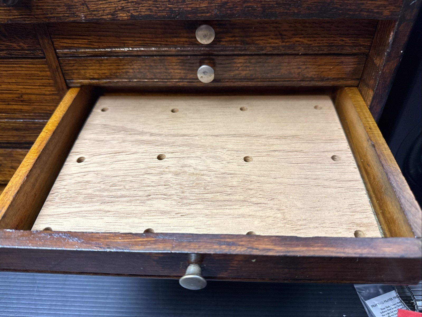 Vintage H. Gerstner & Sons Wood Oak Machinists Tool Chest 7 Drawer