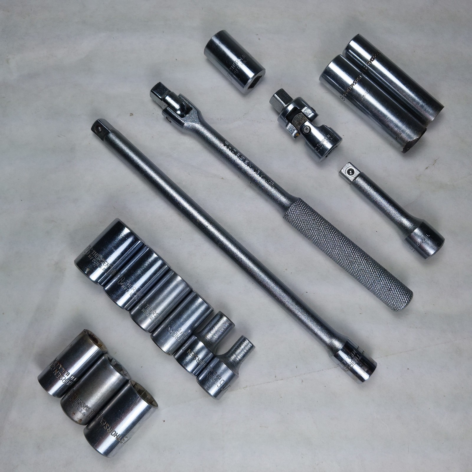 Thorsen 16 Piece 1/4″ Dr Socket Lot Breaker Bar Extensions Adapter USA Vintage