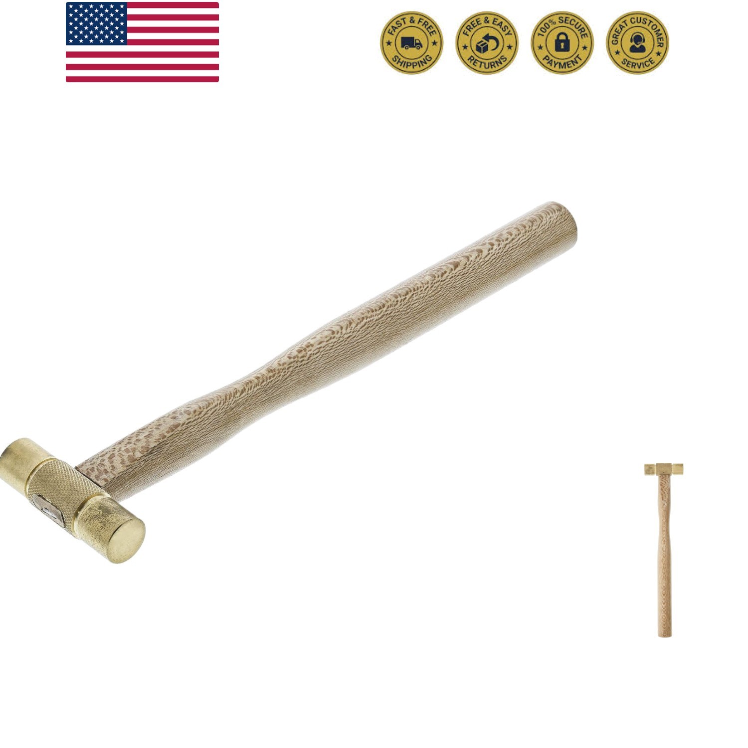 Brass Hammer, 9-1/8 Inches, 3 Ounces | HAM-215.00