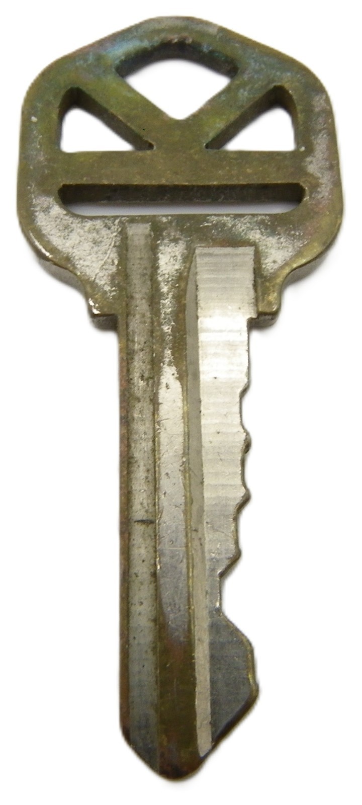 Vintage Kwikset Steel Copper Door Handle 4 Holed Pentagonal Key
