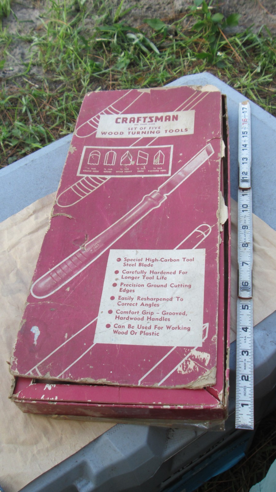 Craftsman USA 5pc Wood/Plastic Turning Lathe Chisel Set – Original Box (poor)