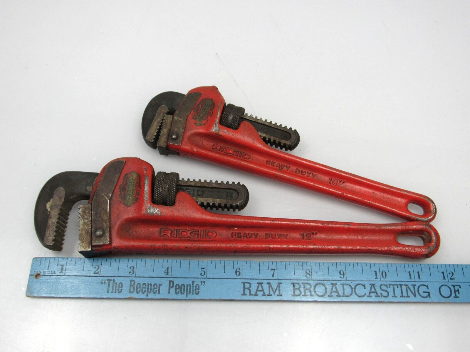 Vintage RIDGID 12″ & 10″ Adjustable Pipe Wrench Set Lot