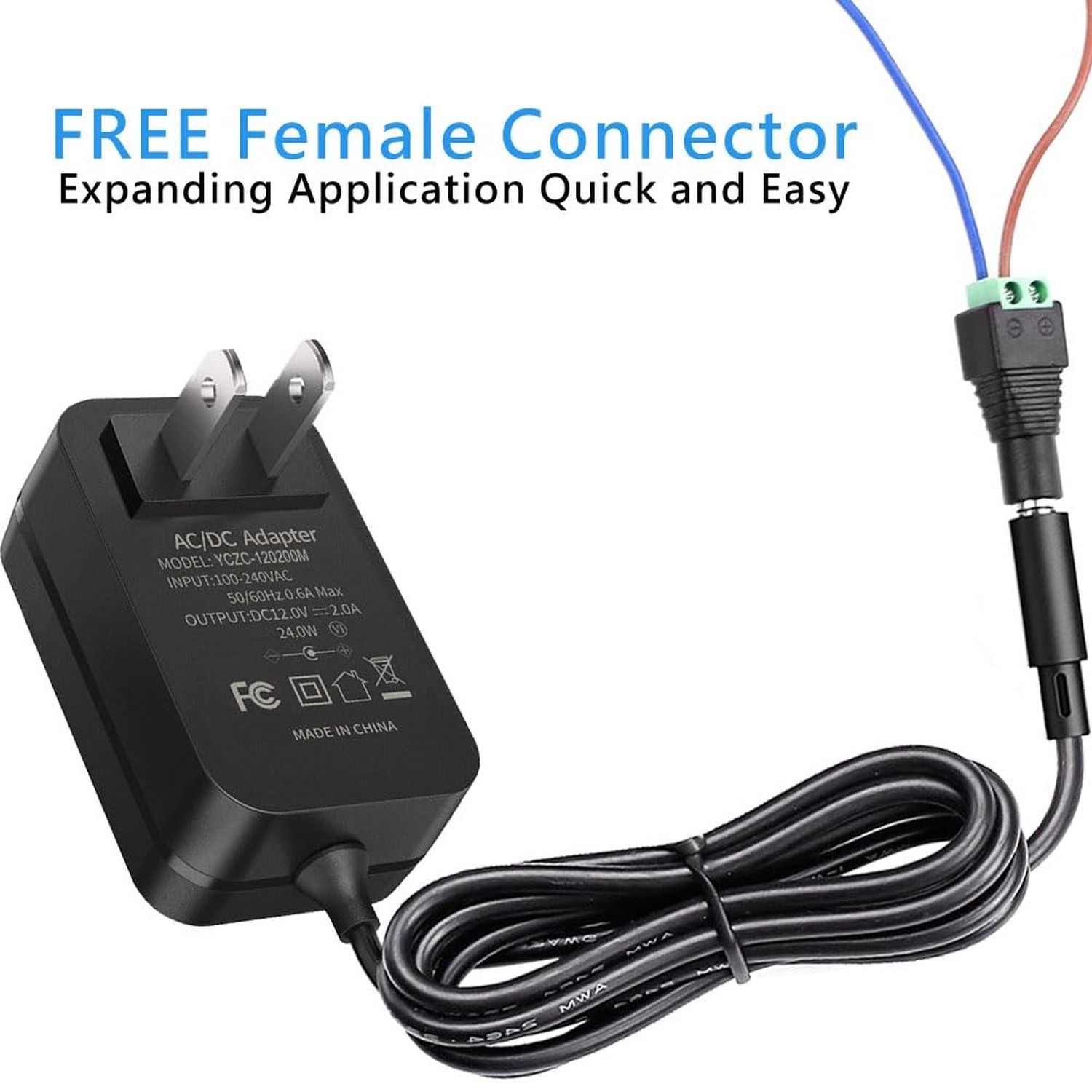 12V 2A Power Supply, AC 120V to DC12V 5.5×2.1mm Jack Converter, 12 Volt LED D…