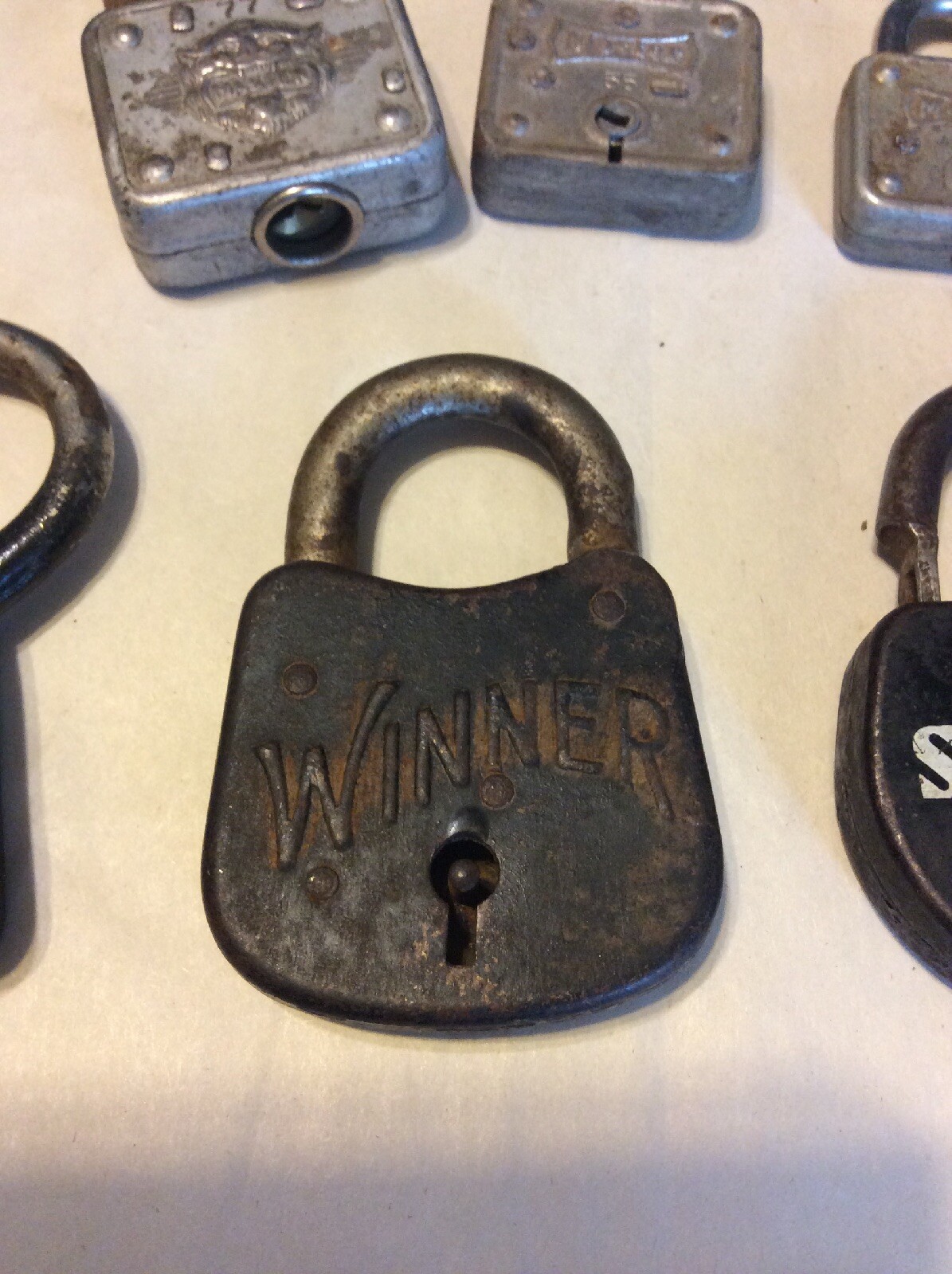 Lot of Vintage Padlocks Eagle Miller Winner Eureka Royal Master Slaymaker Corbin