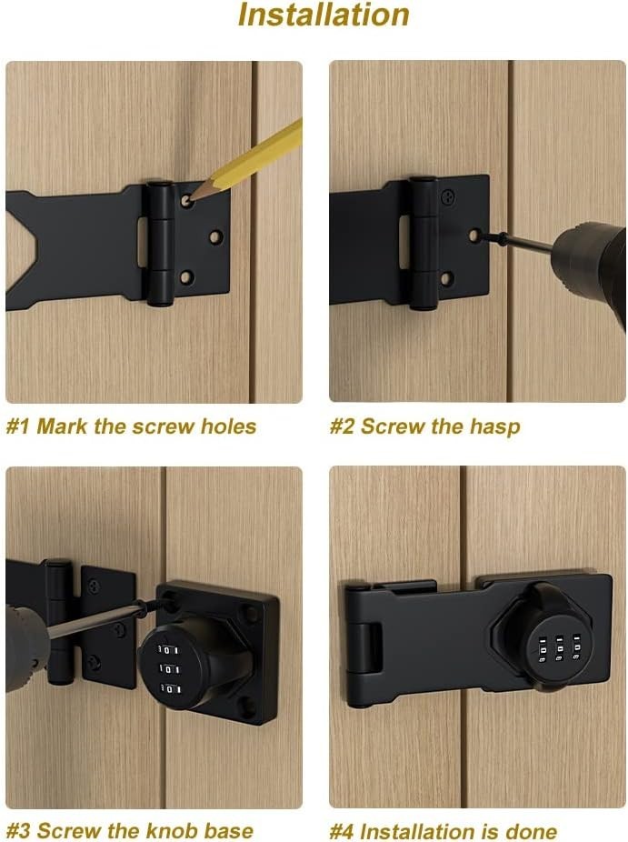 Keyless 3-Digit Combination Lock for Cabinet – Black