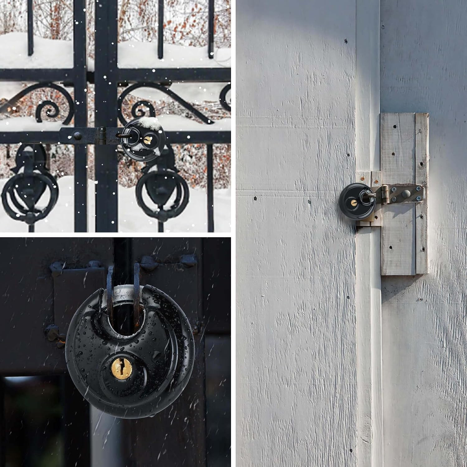 4 Pack Black Keyed Padlock, 3/8 Inch Shackle Stainless Steel Disc