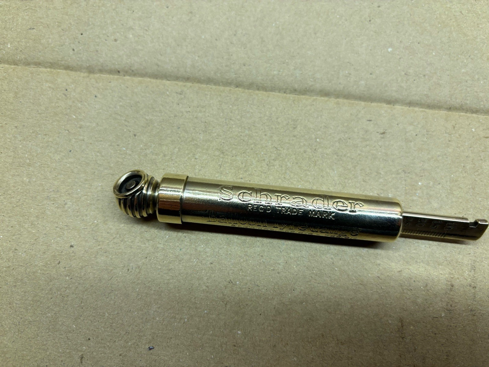 Vintage Brass Schrader Balloon Tyre Pressure Gauge,pat Great Britian,