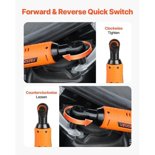 Cordless Ratchet Wrench, 3/8 inch Drive, 240 RPM, up to 33 ft-lbs of Torque, Bat
