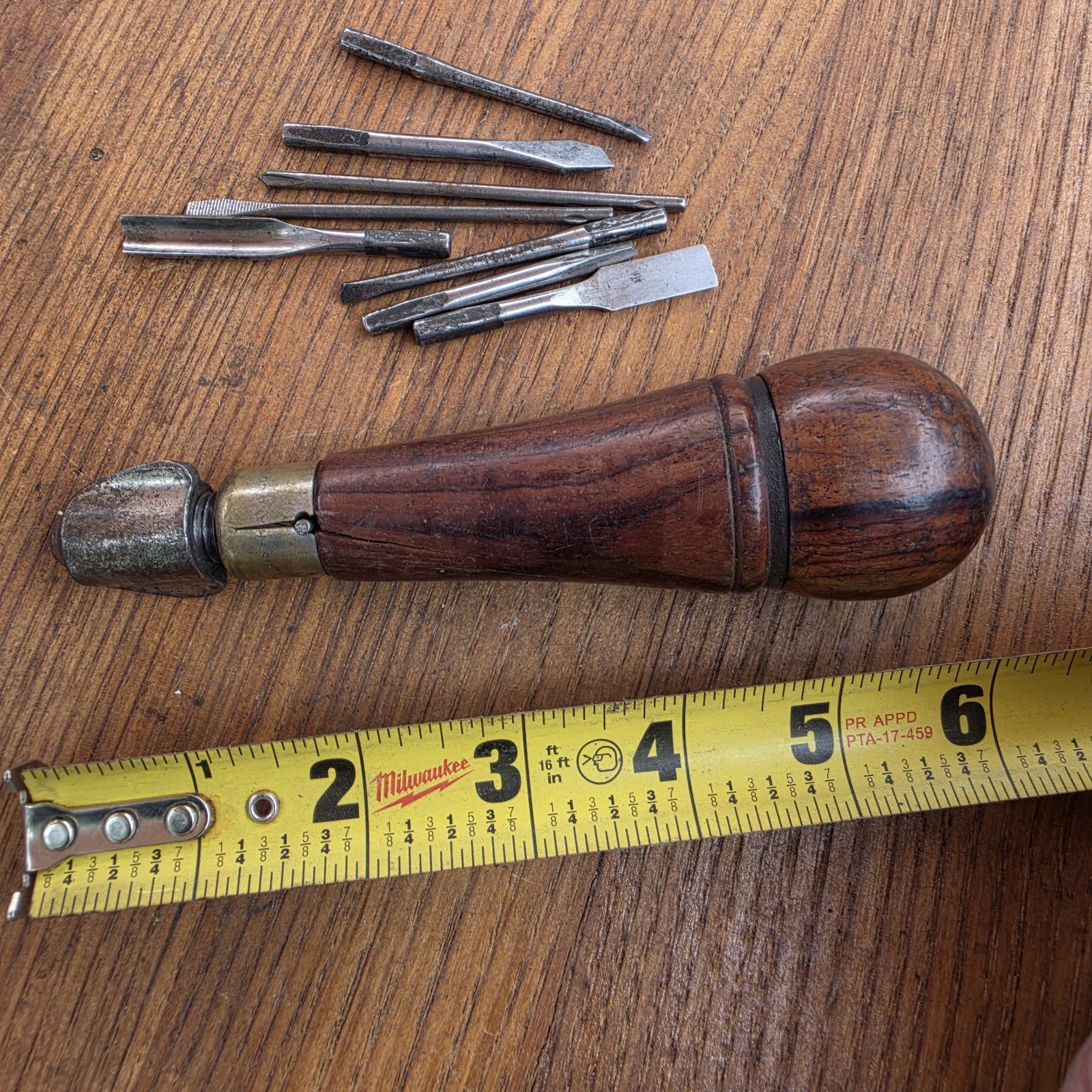 Antique Wooden Handle Bridgeport Multitool With Bits