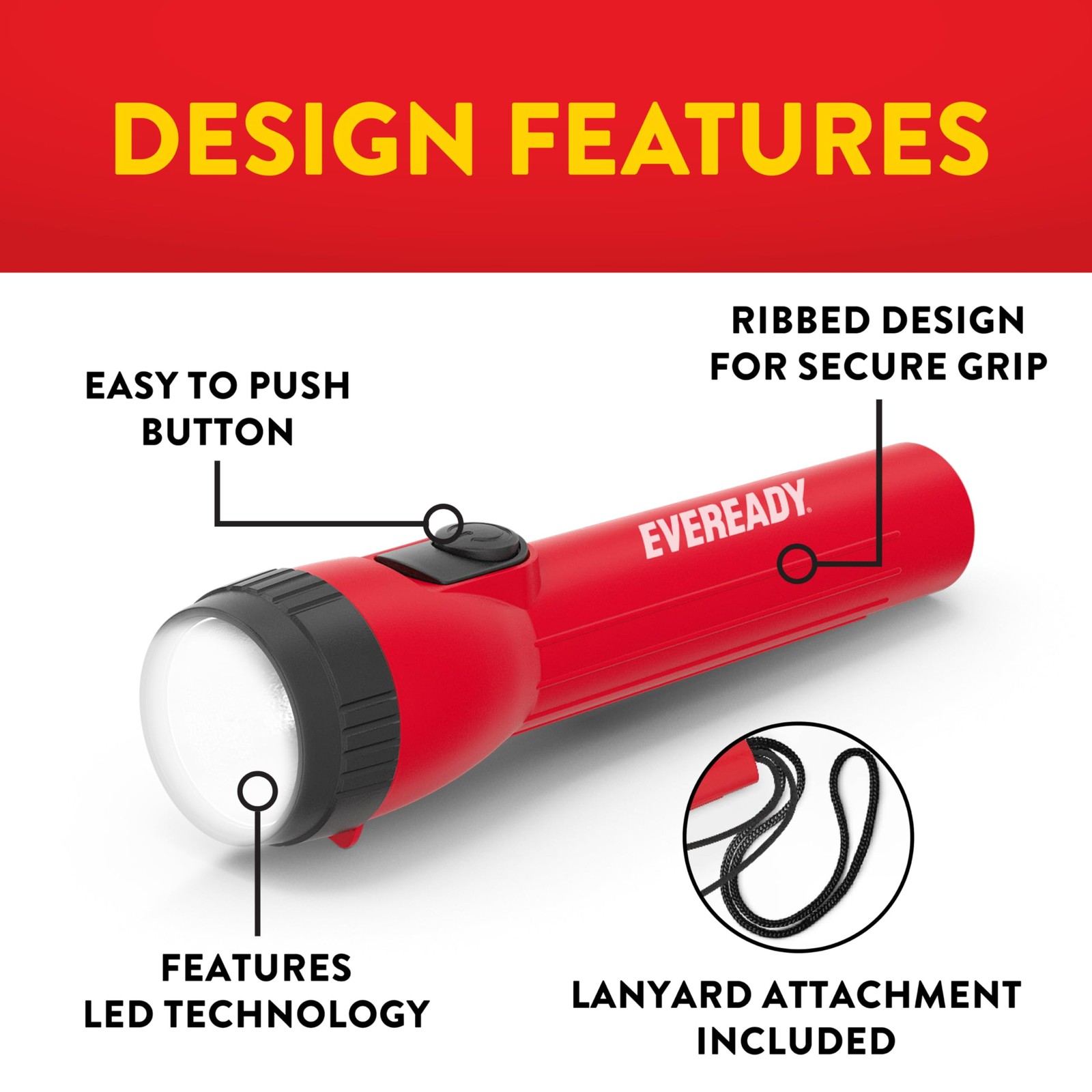 EVEREADY LED Flashlights (3-Pack), Bright for 3 pack, Red