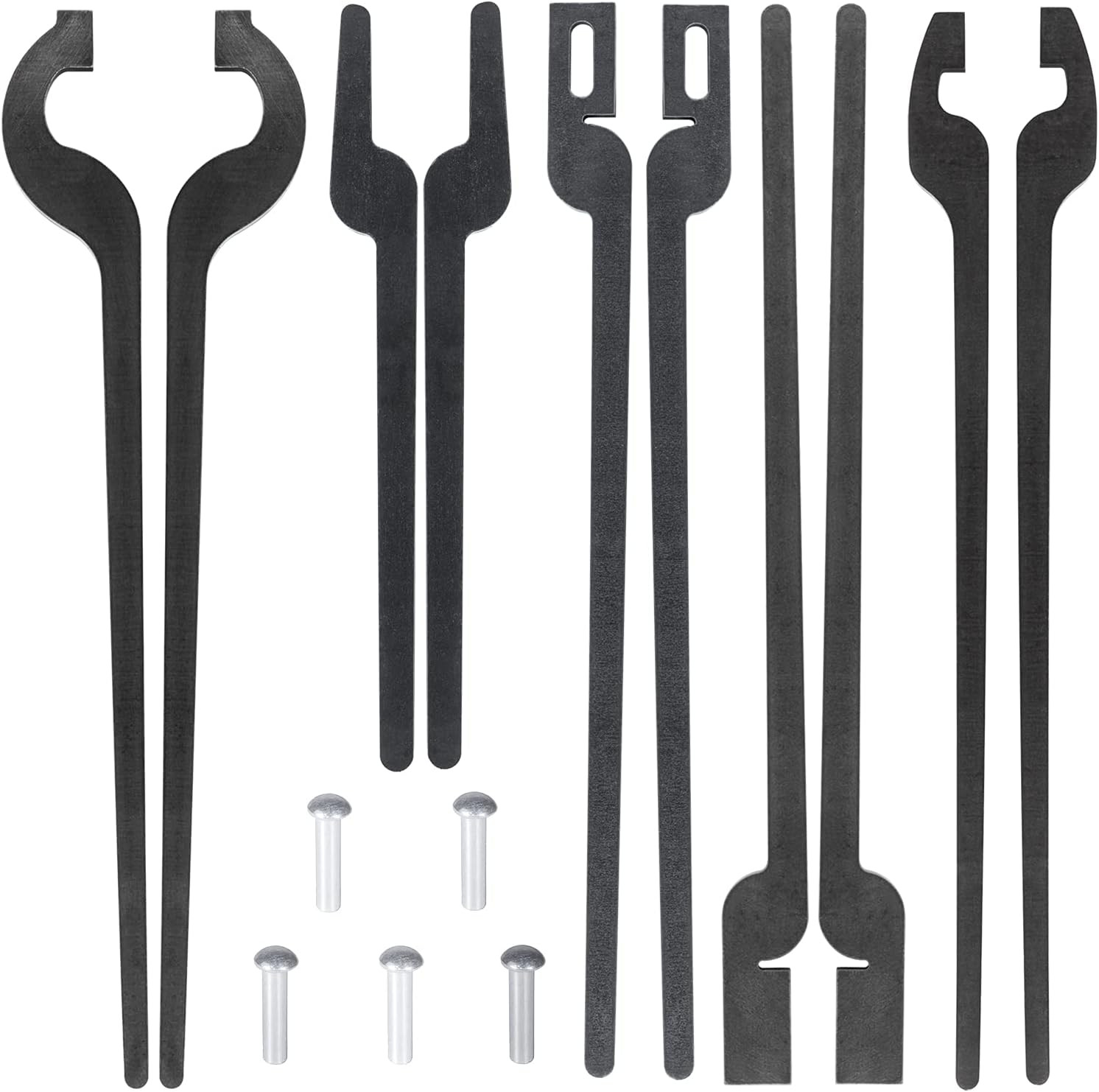 Blacksmith DIY Rapid Tongs Bundle Set with Rivets- Rapid Flat Jaw/Slot Jaw/V-Bit