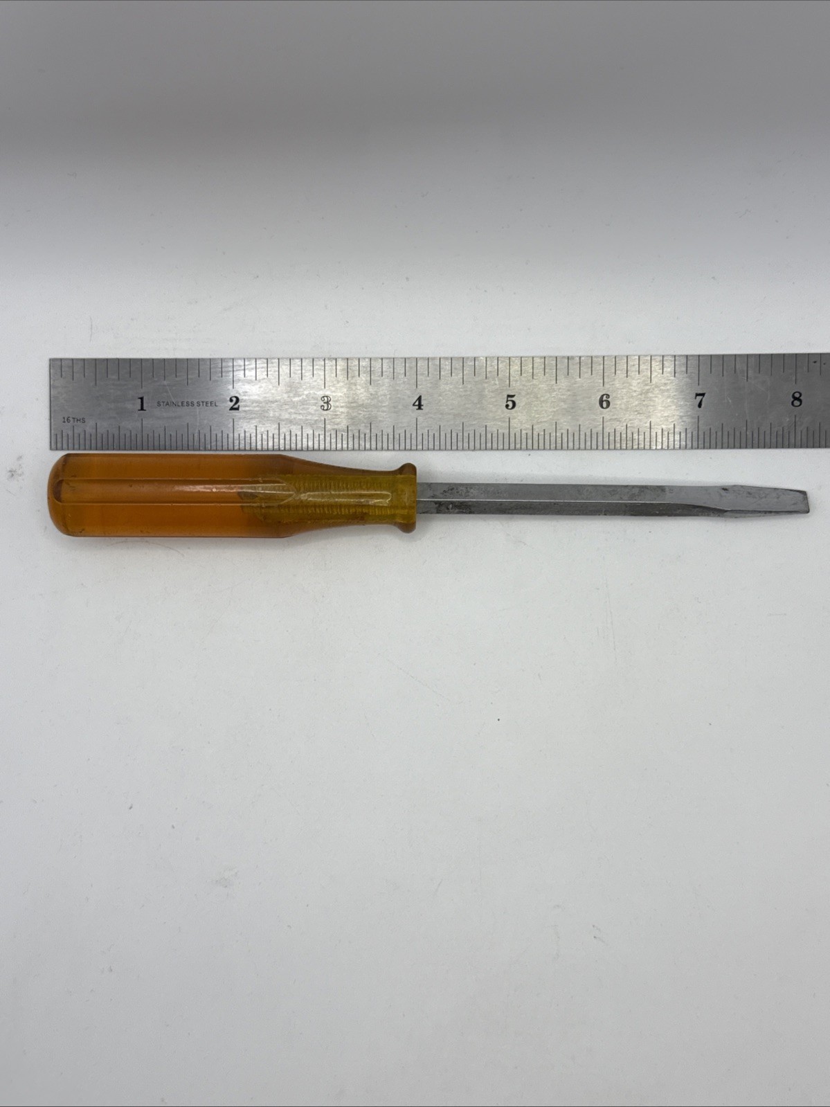P&C 1/4″ Tip x 4″ Slotted Screwdriver 604 Orange Handle Vintage USA