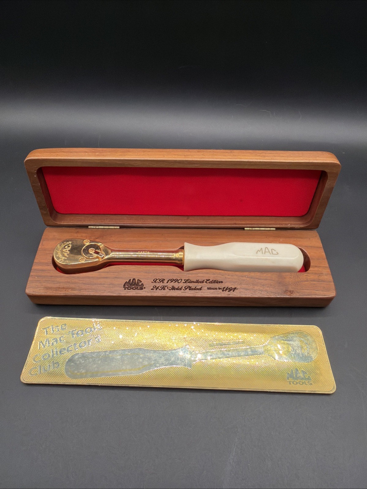 Mac Tools 3/8 24k Gold Plated Limited Edition Ratchet Clear Head X.R. 1990