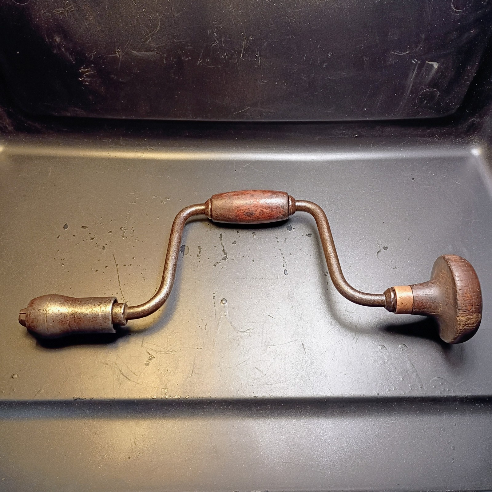 Antique 1920s Saunders Norvell Sure Grip Brace Bit Hand Drill Working