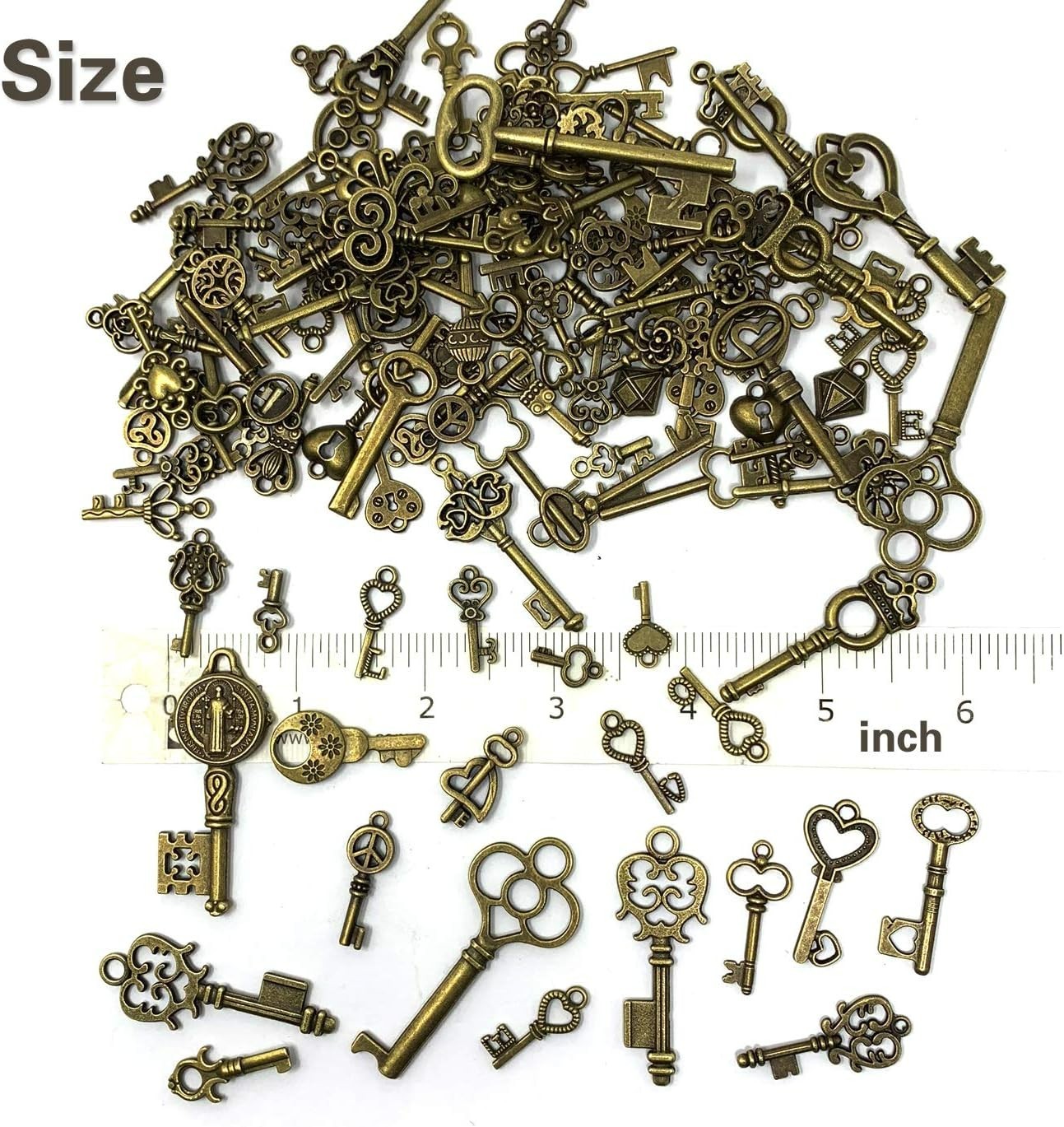 Elegant 125 PCS Vintage Key Pendant Charms in Antique Bronze – Perfect for DIY