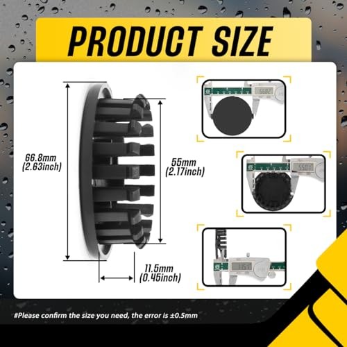 4Pcs Wheel Center Caps for OD 66.8 mm(2.63 in), ID 55 mm(2.17 in) Black