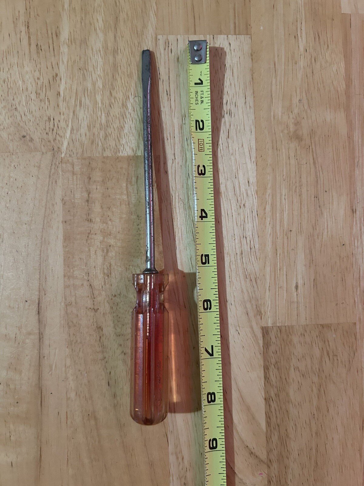 Vintage Amalite USA 8” Flat Slotted Screwdriver Orange Handle Tool