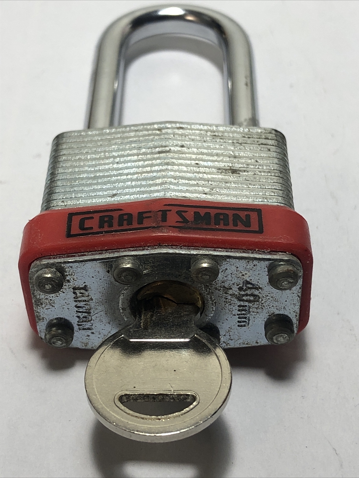 Vintage Long Shank Craftman 40mm Padlock & Key Taiwan