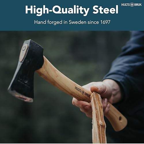 Hatchet 16 Inch Swedish Steel Hand Forged American Hickory Handle Leather