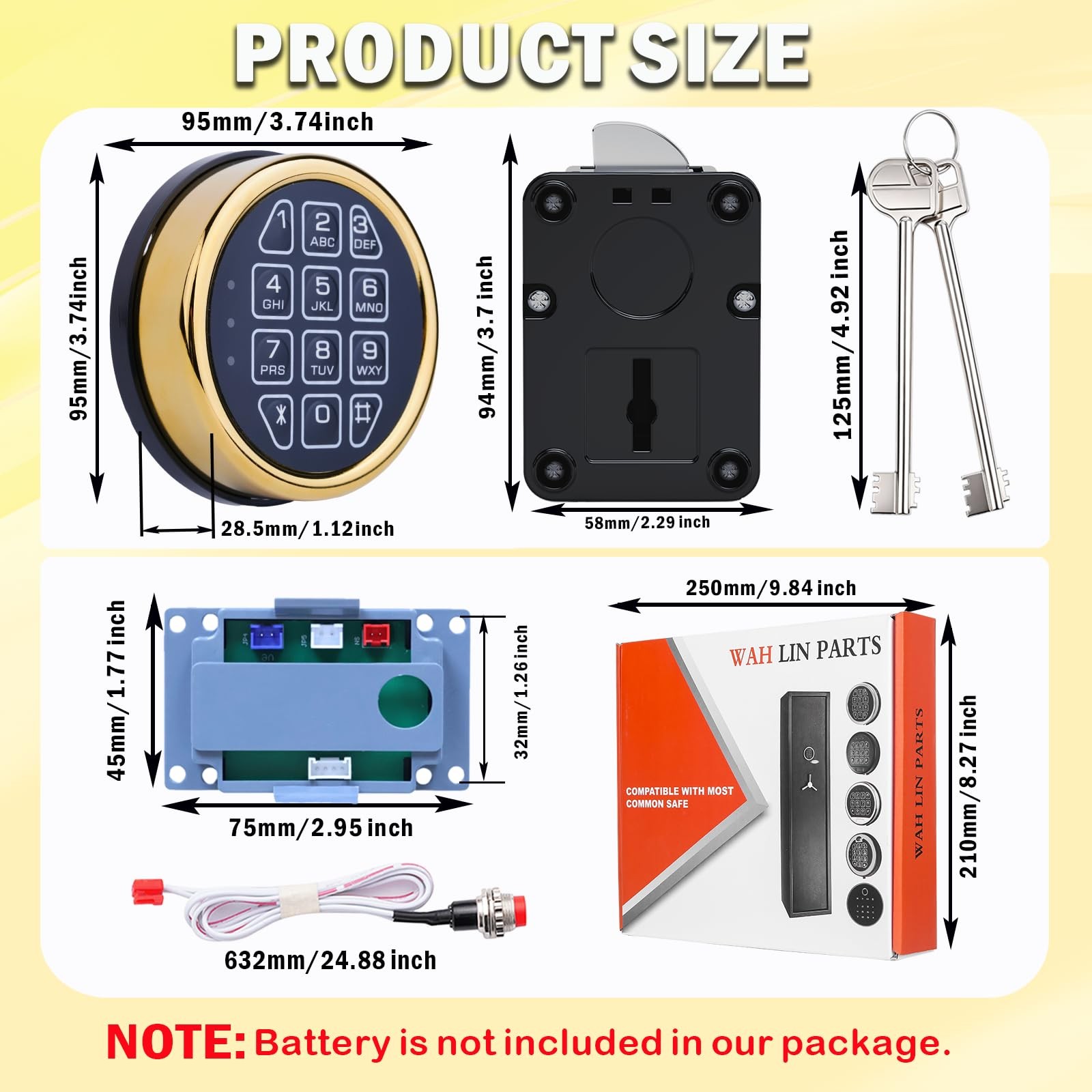 Gun Safe Lock Replacement with Right Swing Bolt & Bolt, Gold