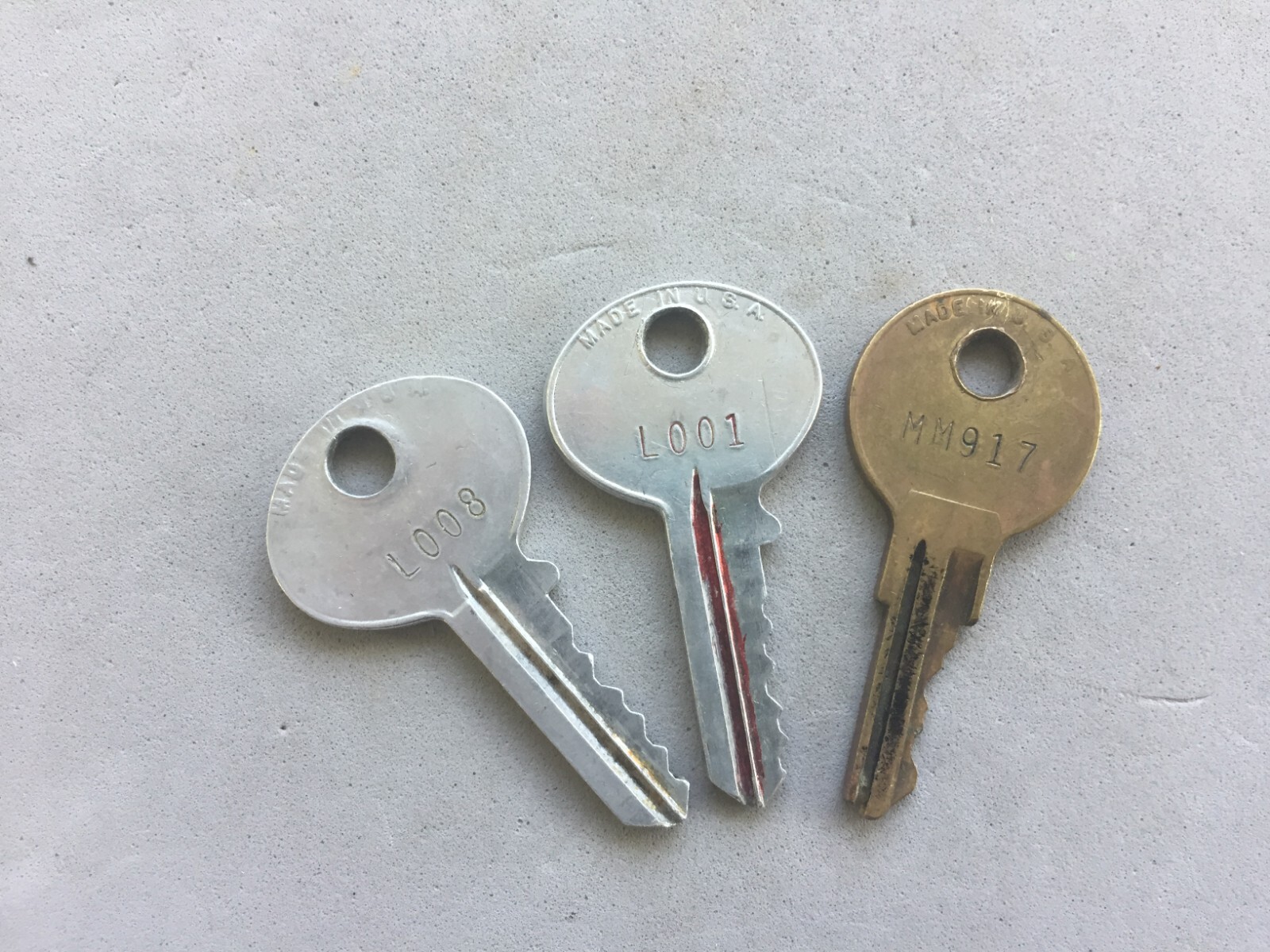 Vintage Key 1 5/8″ Long Lot 3 Hudson Lock Co # L001, L008. MM917