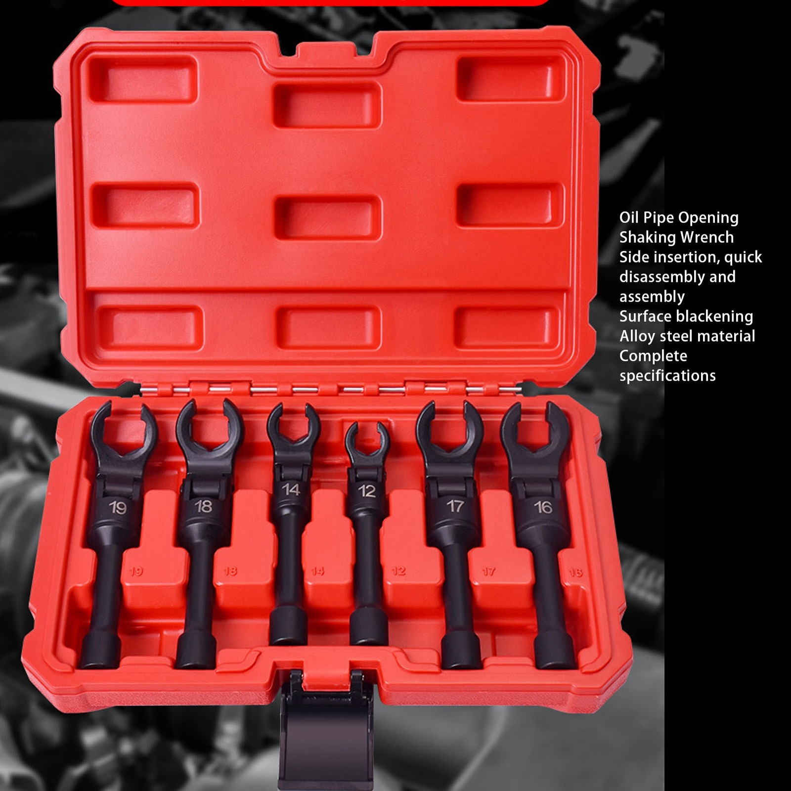 6 Pcs Crow Foot Wrench Set 12-19mm 3/8 Drive For Fuel Brake Hydraulic Lines
