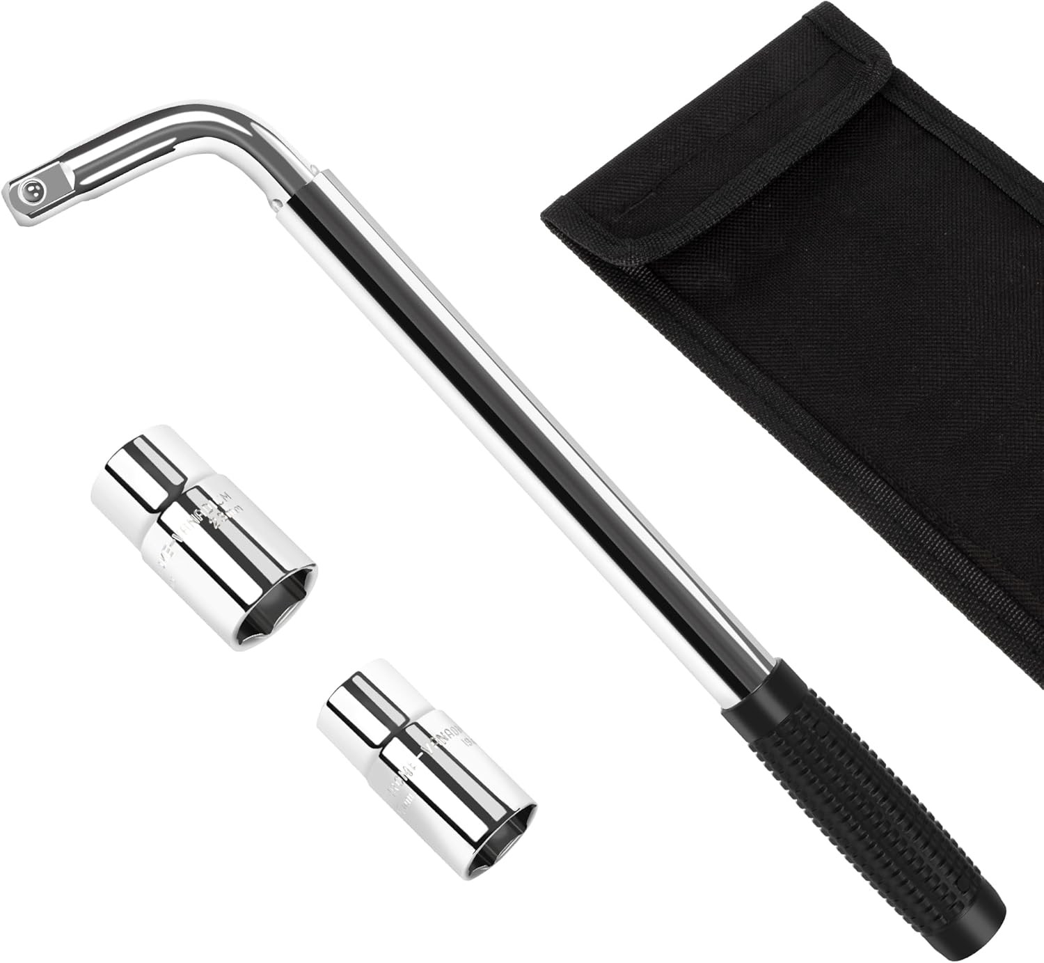 Telescoping Lug Wrench, Tire Iron Lug Nut Removal Tool 1/2 Drive with 17/19 a…