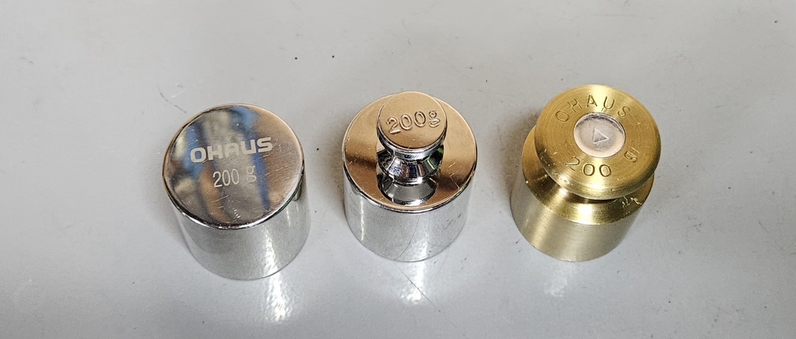 3-OHAUS Brass 200 Gram Scale Calibration Weight USED