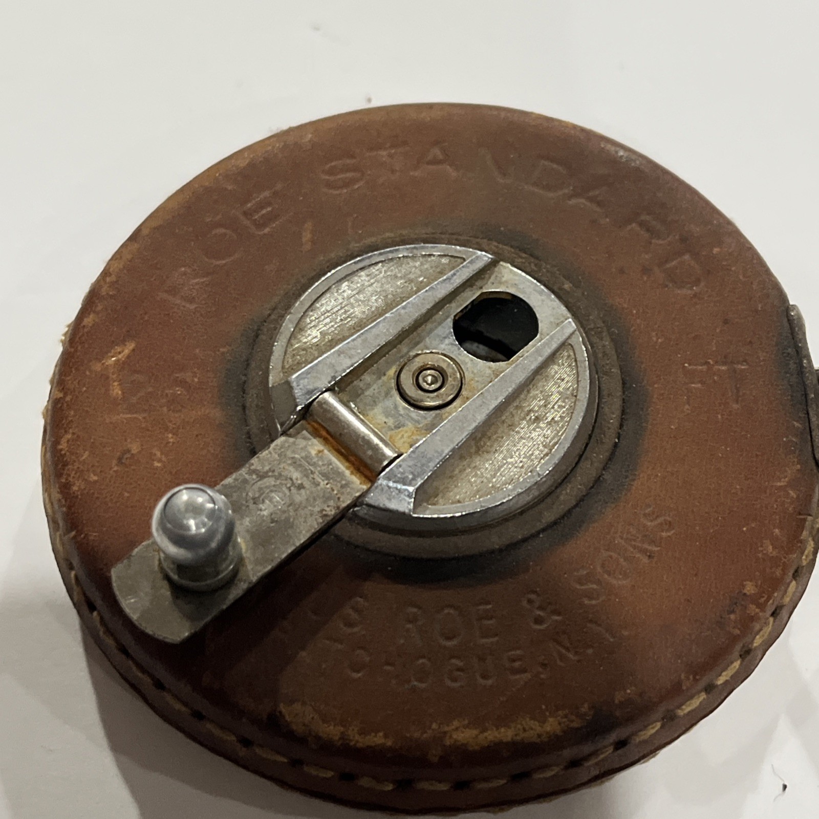 Justus Roe & Sons Standard 25ft Tape Measure Vintage Roe Leather Reel Tape