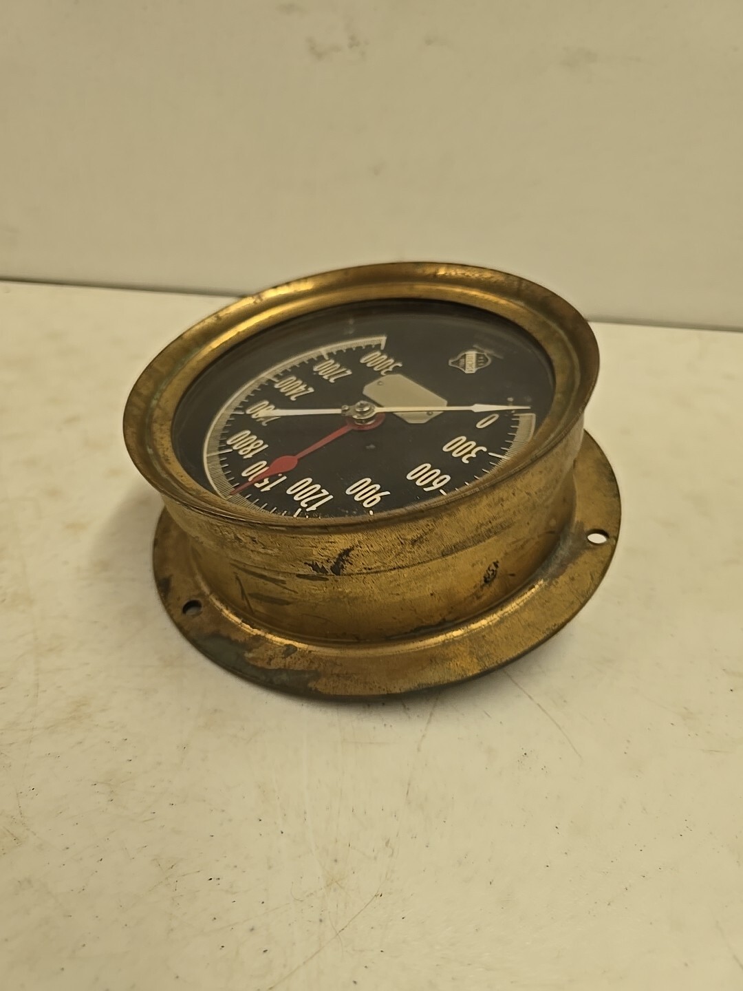 Vintage 6.75″ Ashcroft 1850 Railroad Nautical Pressure Gauge Brass Housing 3000