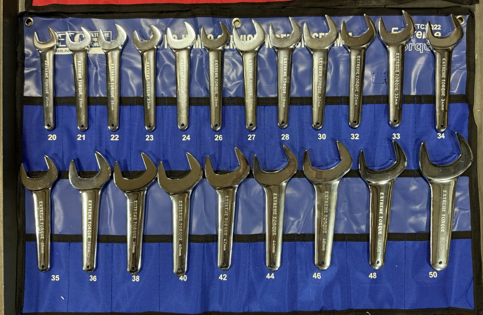 Metric 21 pc Jumbo Hydraulic Line Service Open End Wrench Set Extreme Torque ETC