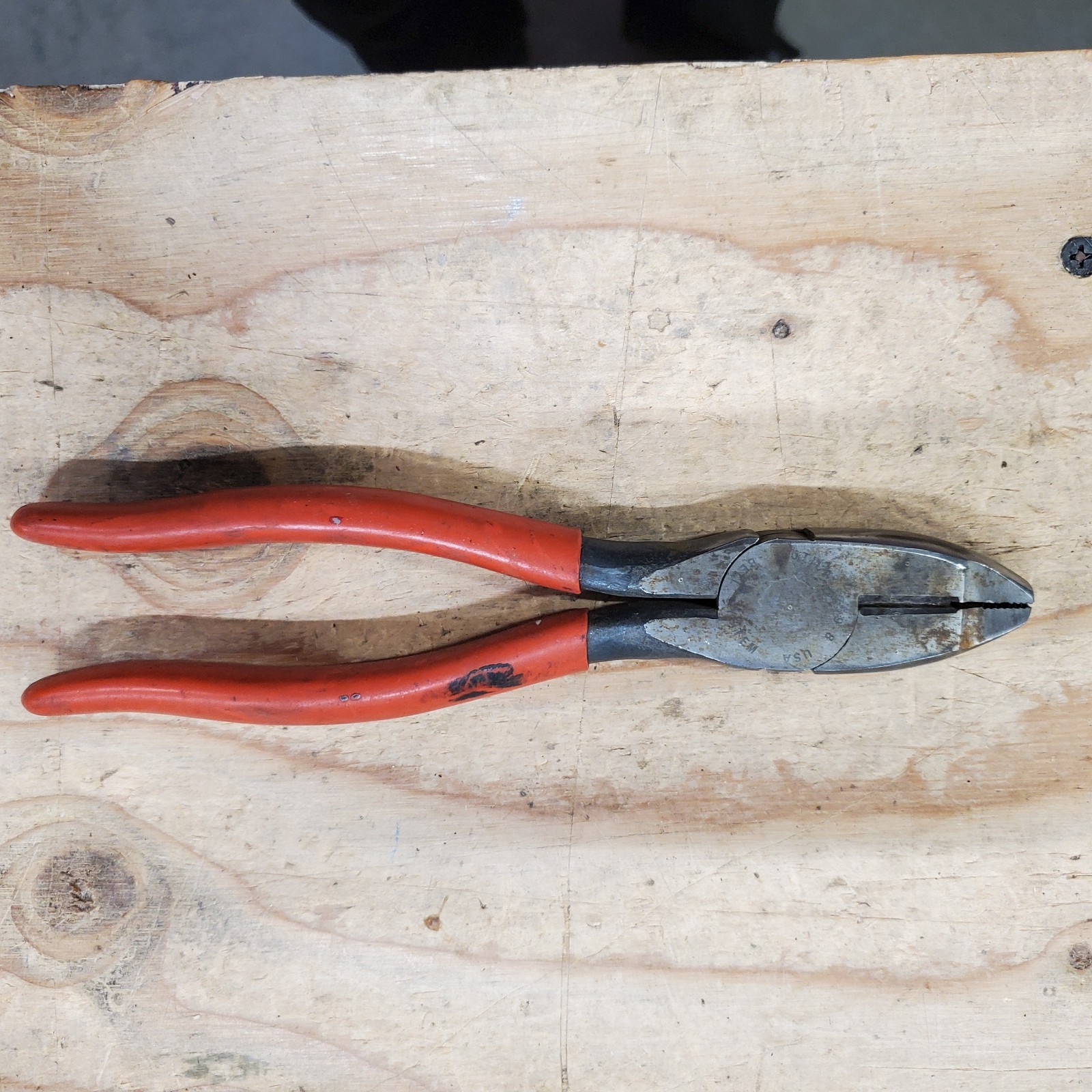 VINTAGE UTICA BELL SYSTEM LINEMAN’S PLIERS Red Handles