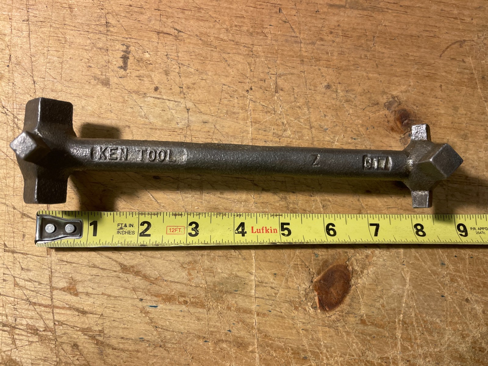 Vintage Ken Tool Drain Plug Wrench Square Multi Tool Pan Wrench USA G17