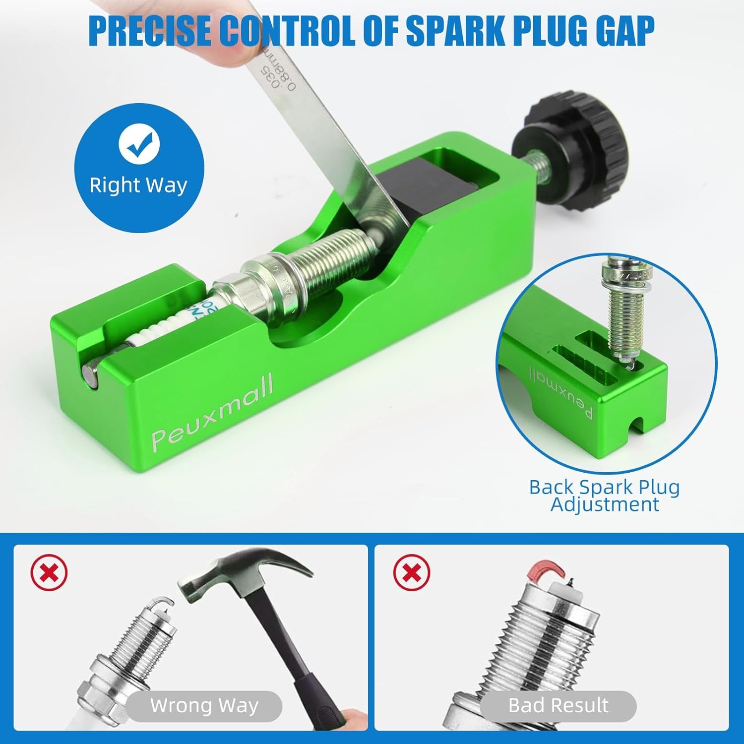 Spark Plug Gap Tool, Spark Plug Gapping Tool with 32 Blade Steel Feeler Gauge, U