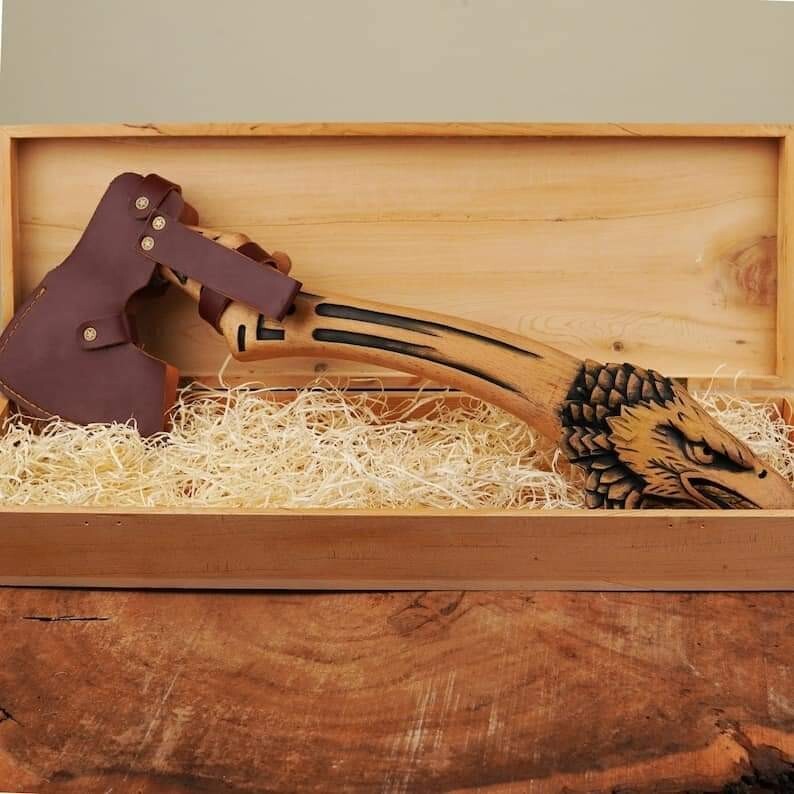 Custom Handmade Eagle Wood Handle Viking Hatchet Camping axe Hunting Axes Gifts