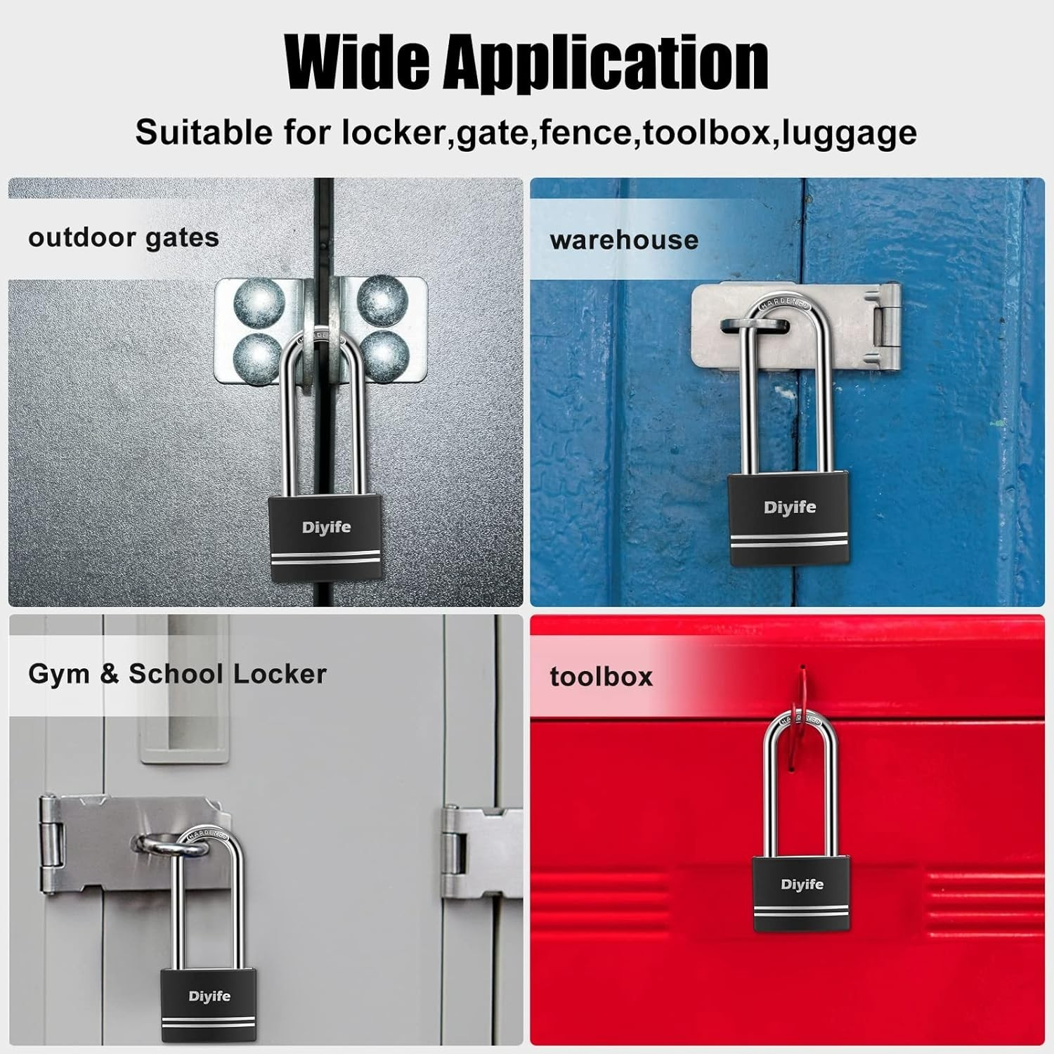 Compact Keyed Aluminum Padlock with Long Shackle – Ideal for Indoor/Outdoor Use