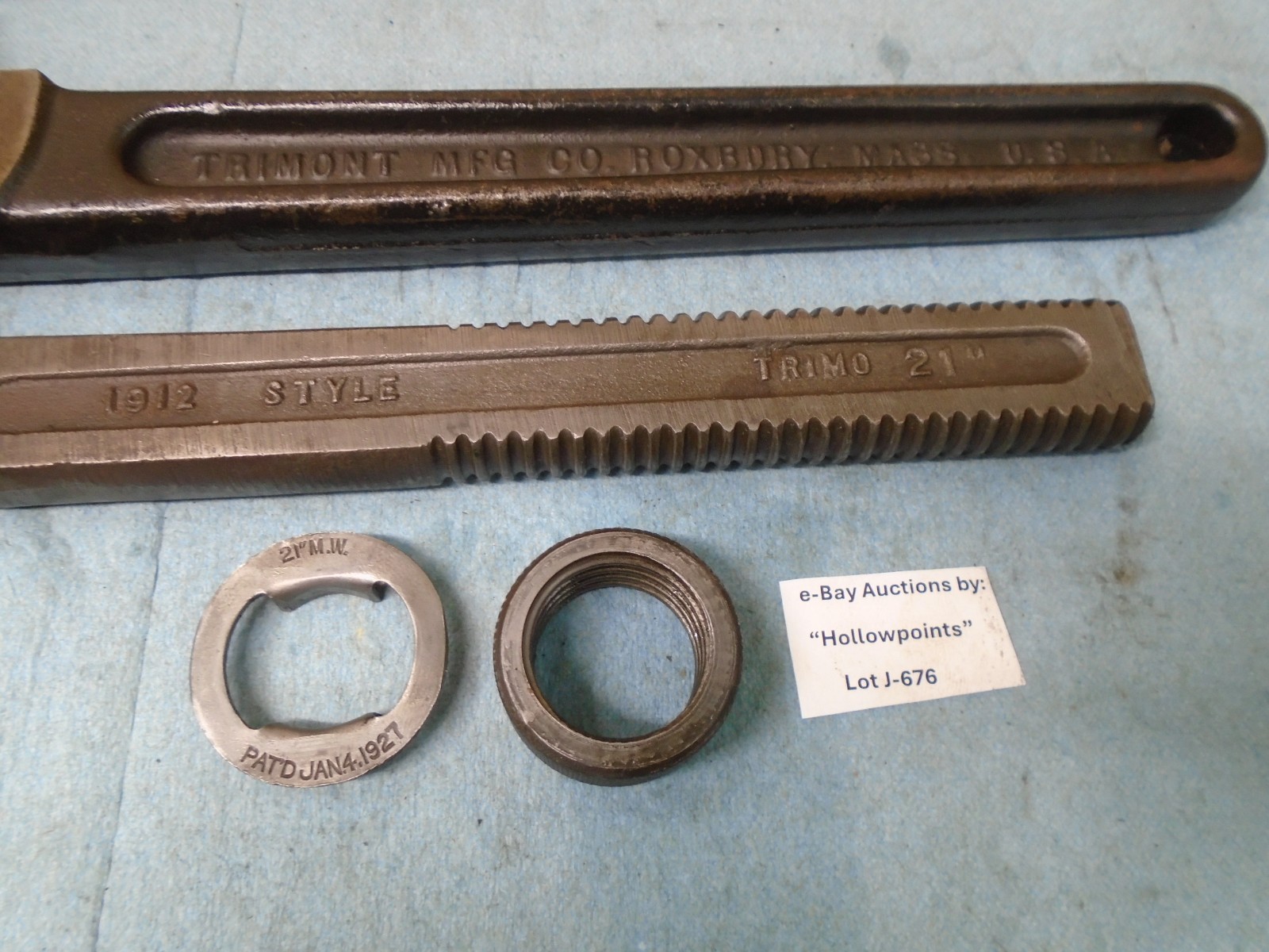 Trimo BIG 21″ Monkey Wrench Smooth Jaw Adj. Pipe Wrench Pat Date 1911 Clean J676