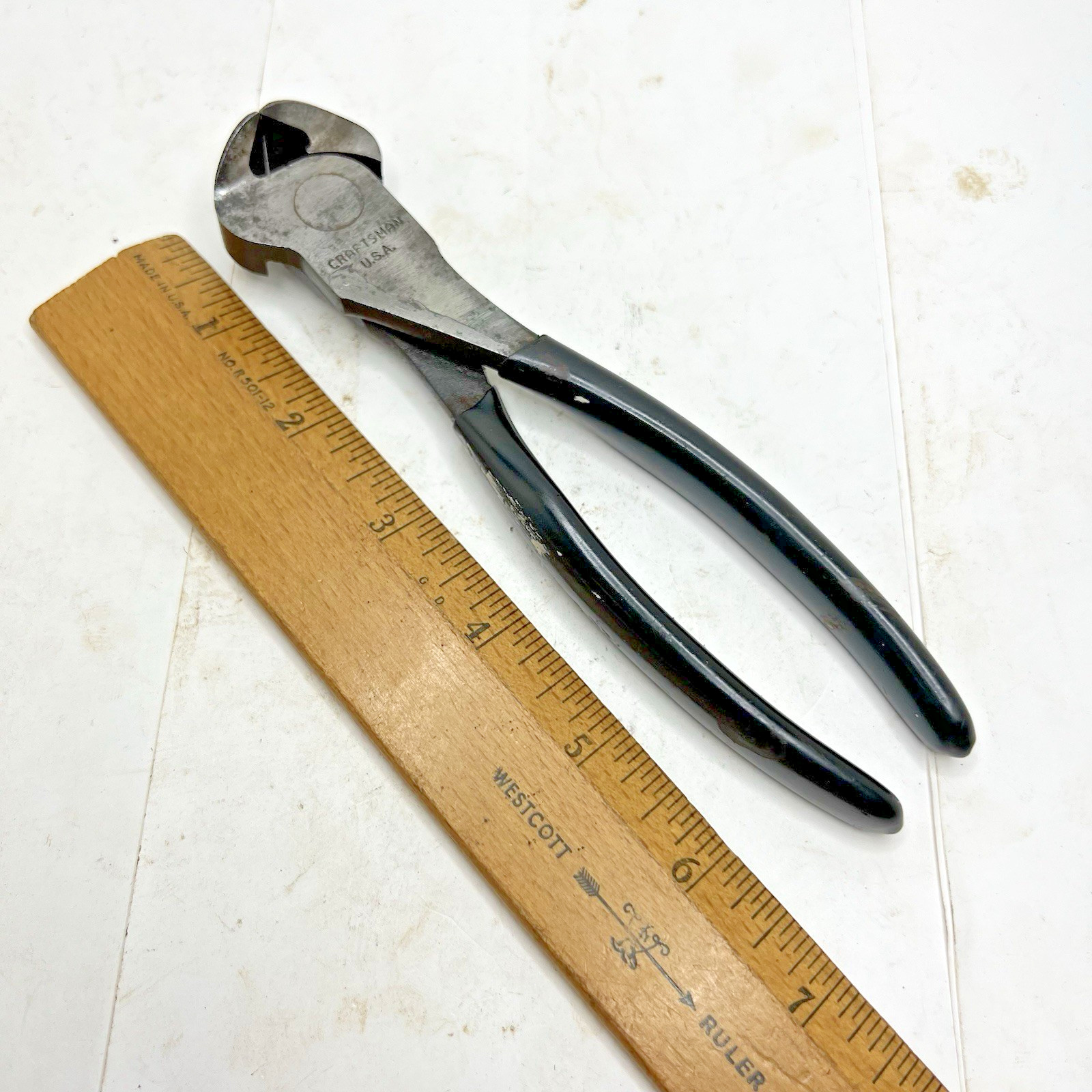 Vintage Craftsman C 6.5″inch End Nippers Cuttesr Black Vinyl Handles Made in USA