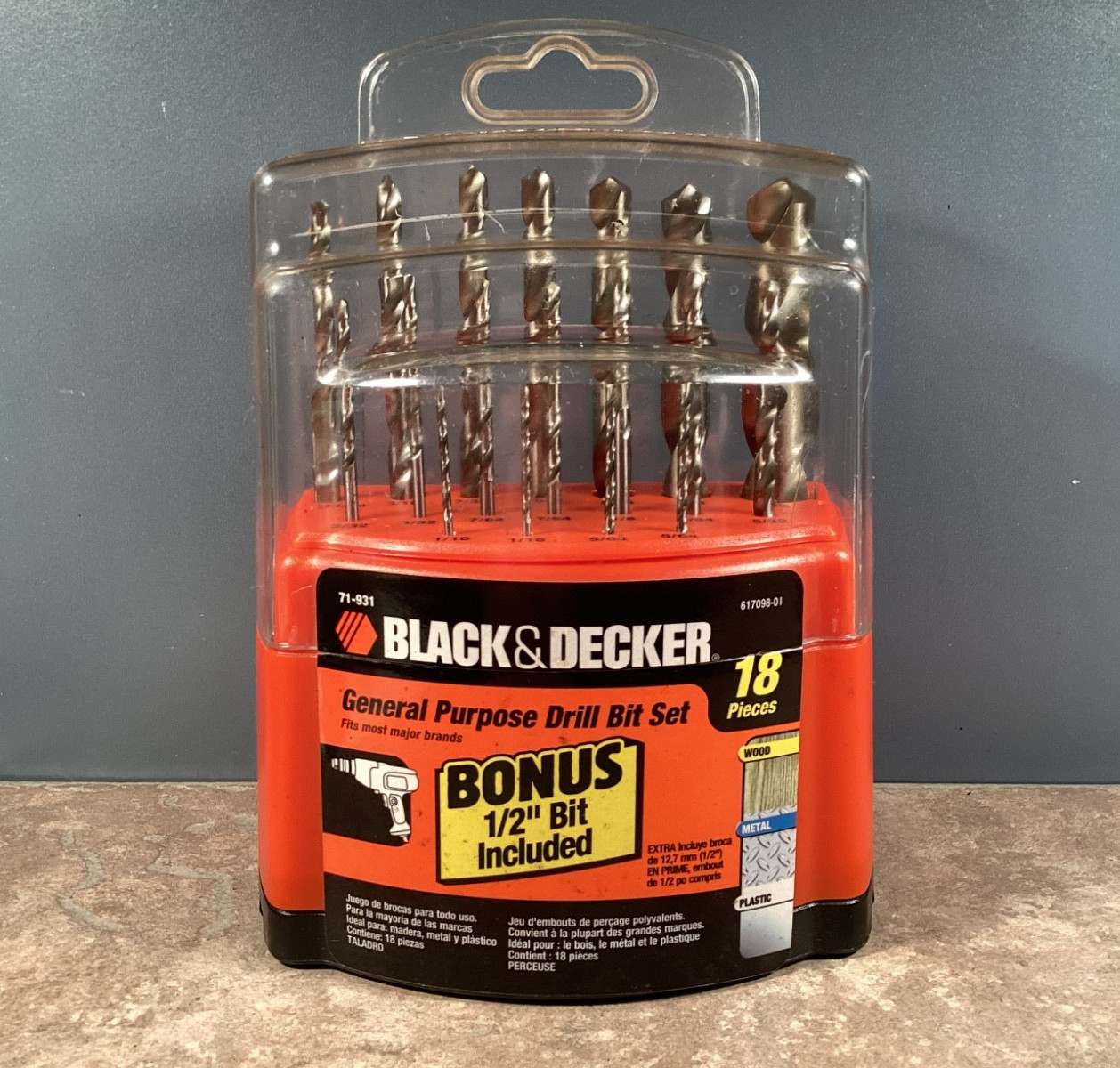 Vintage Black and Decker Drill Bits 617098-01 NOS 18 Pc. 1/16″-1/2″ Original Box