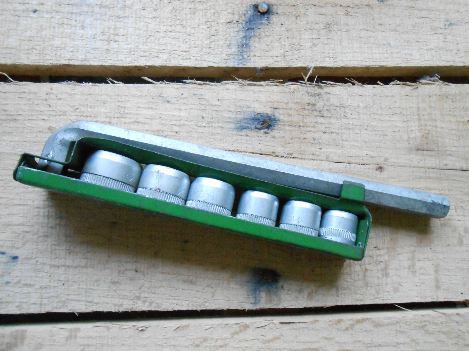 Vintage Partial INDESTRO 1351 Socket Set L Arm Case * 2 X 9/16″ & Japan Hex Bar