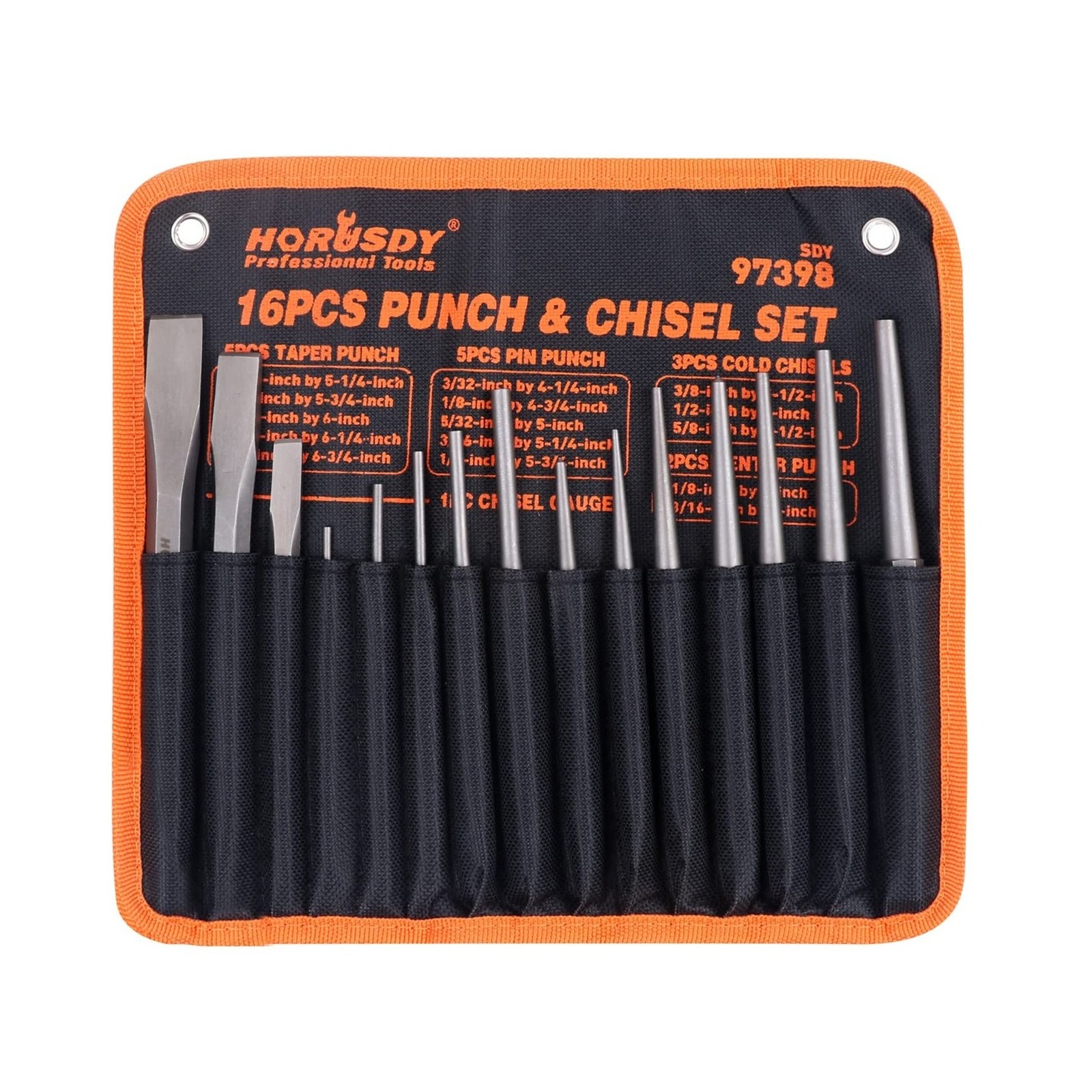 HORUSDY 16-Piece Punch and Chisel Set, Including Taper, Cold Ch… FAST USA SHIP
